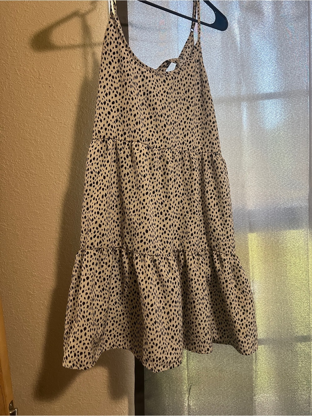 Women’s Cream and Black Spotted Tiered Sundress